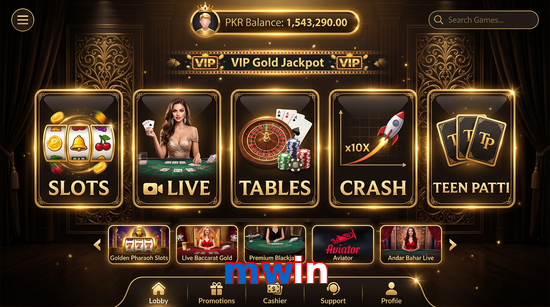 Main screen of Mwin casino page for PK players