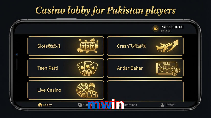 Lobby view of Mwin for Pakistan users